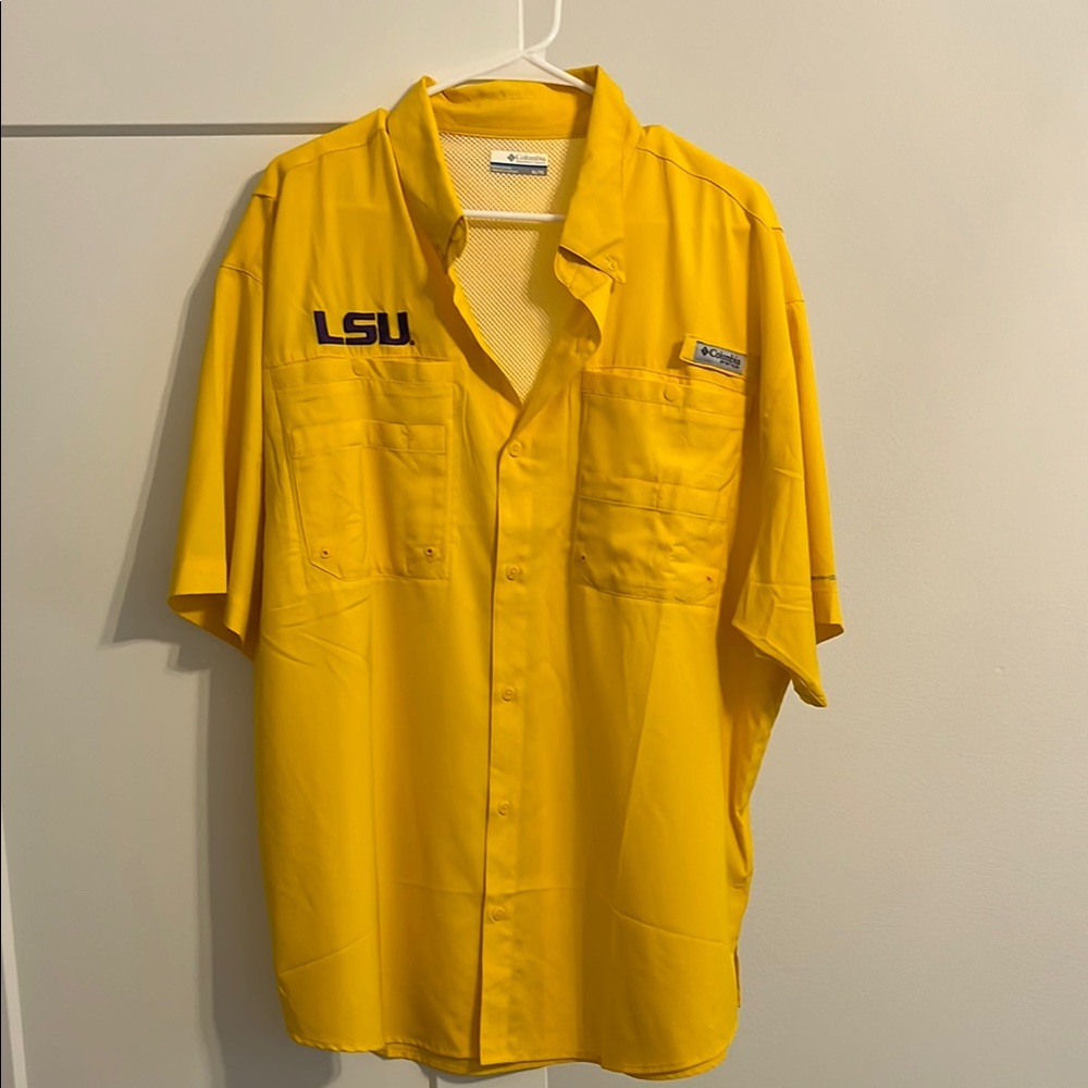 Columbia Men's Bright Yellow LSU Button Down Shirt